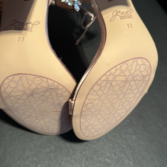 Badgley Mischka JEWEL Sandals Thamar Embellished Block Heels Ankle Tie - Picture 11 of 11